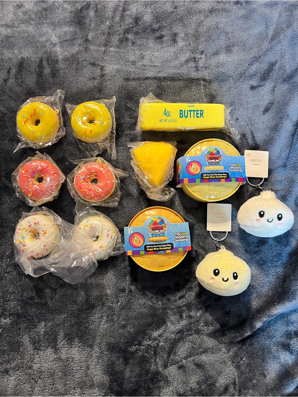 12 Piece Squishy Bundle Lot Mystery Dumpling, Cheese, Butter, Scented Squishy